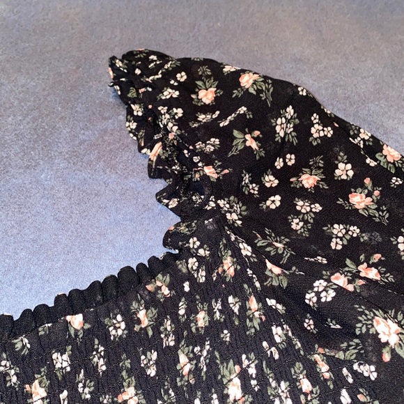 Reformation Pinto Freesia Floral Black Smocked Top 2X - Picture 6 of 13